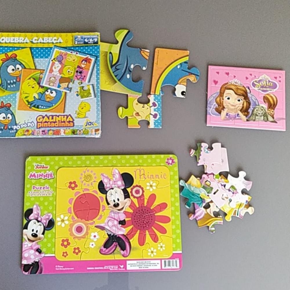 6 Puzzles for little girl: 3 Disney +3 Fun chicken